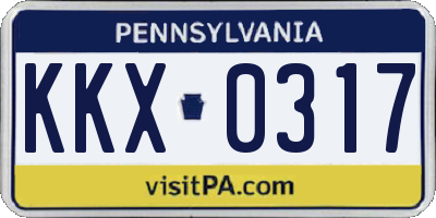 PA license plate KKX0317