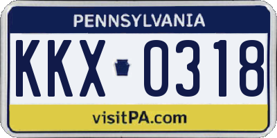 PA license plate KKX0318
