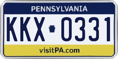 PA license plate KKX0331