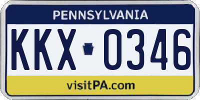 PA license plate KKX0346