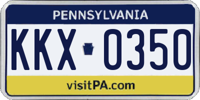 PA license plate KKX0350
