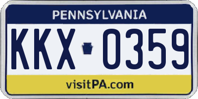 PA license plate KKX0359