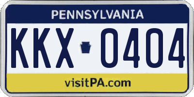 PA license plate KKX0404