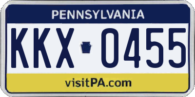 PA license plate KKX0455