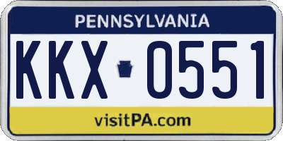 PA license plate KKX0551