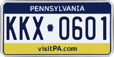 PA license plate KKX0601