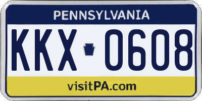 PA license plate KKX0608