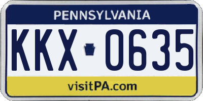 PA license plate KKX0635