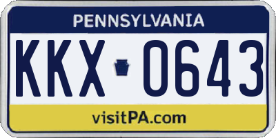 PA license plate KKX0643