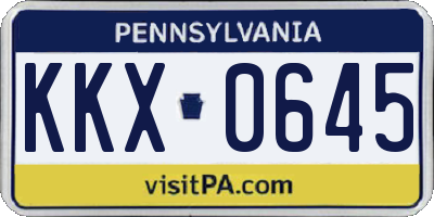 PA license plate KKX0645