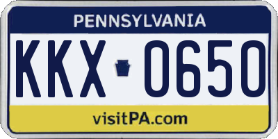 PA license plate KKX0650