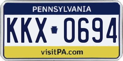 PA license plate KKX0694