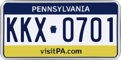 PA license plate KKX0701