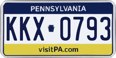 PA license plate KKX0793