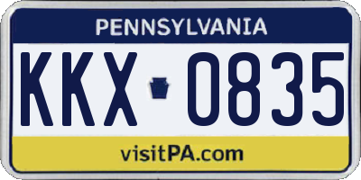 PA license plate KKX0835