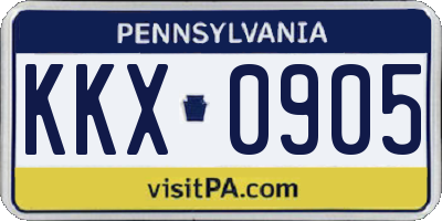 PA license plate KKX0905
