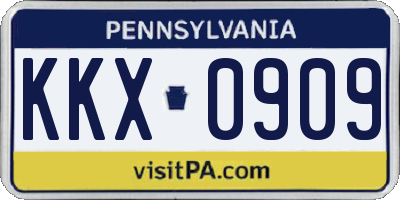 PA license plate KKX0909