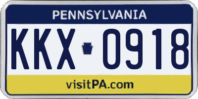 PA license plate KKX0918