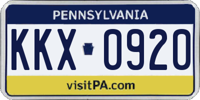 PA license plate KKX0920
