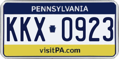 PA license plate KKX0923