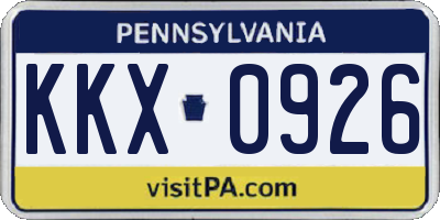 PA license plate KKX0926