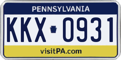 PA license plate KKX0931