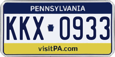 PA license plate KKX0933