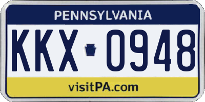 PA license plate KKX0948