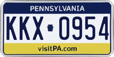 PA license plate KKX0954