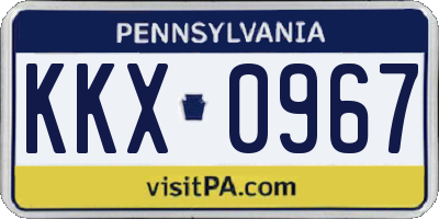 PA license plate KKX0967