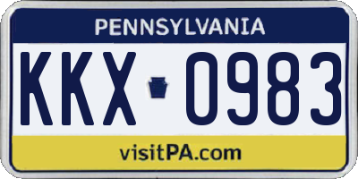 PA license plate KKX0983
