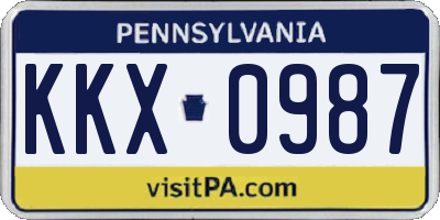 PA license plate KKX0987
