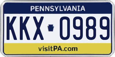 PA license plate KKX0989