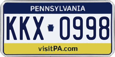 PA license plate KKX0998