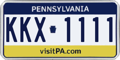 PA license plate KKX1111