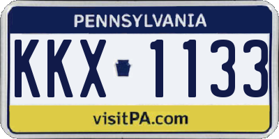 PA license plate KKX1133