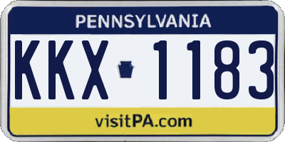 PA license plate KKX1183