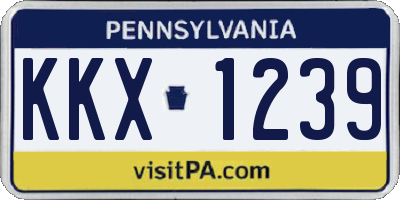 PA license plate KKX1239