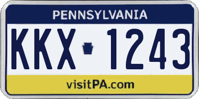 PA license plate KKX1243