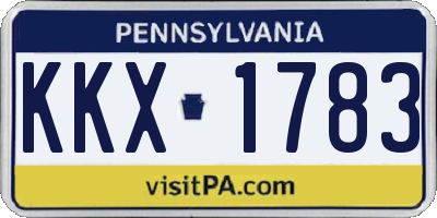 PA license plate KKX1783