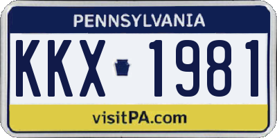 PA license plate KKX1981