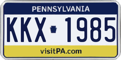 PA license plate KKX1985