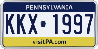 PA license plate KKX1997