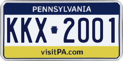 PA license plate KKX2001