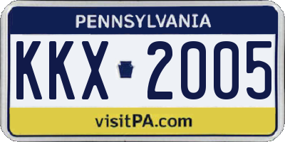 PA license plate KKX2005