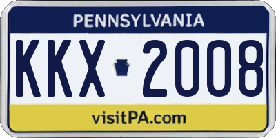 PA license plate KKX2008