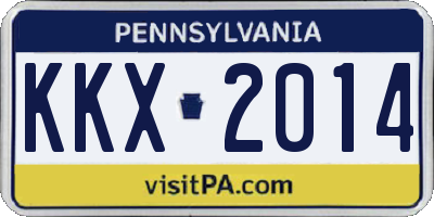 PA license plate KKX2014