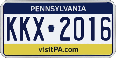 PA license plate KKX2016