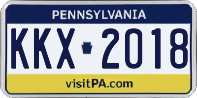 PA license plate KKX2018