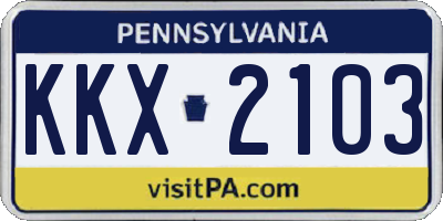 PA license plate KKX2103